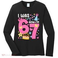 I Was 6 Now I’m 7 Cute 7th Birthday 6-7 Meme Women's Long Sleeve Shirt thumb 0