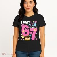 I Was 6 Now I’m 7 Cute 7th Birthday 6-7 Meme Women's T-Shirt thumb 4