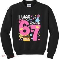 I Was 6 Now I’m 7 Cute 7th Birthday 6-7 Meme Kids Sweatshirt thumb 0
