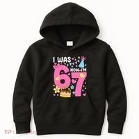 I Was 6 Now I’m 7 Cute 7th Birthday 6-7 Meme Kids Hoodie thumb 0