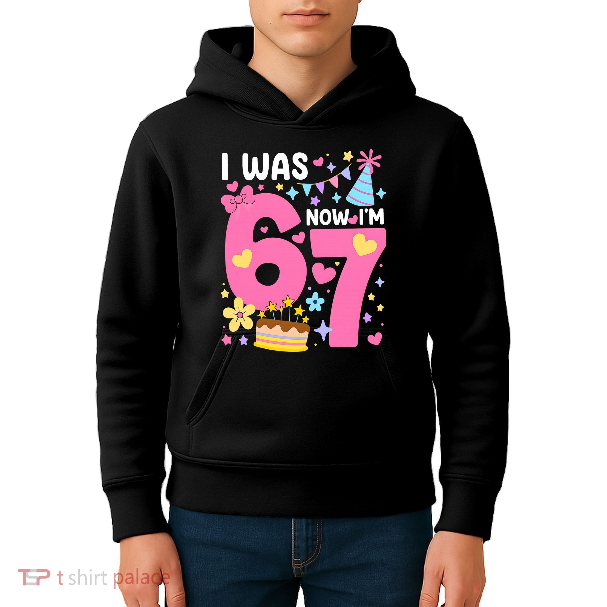 I Was 6 Now I’m 7 Cute 7th Birthday 6-7 Meme Kids Hoodie