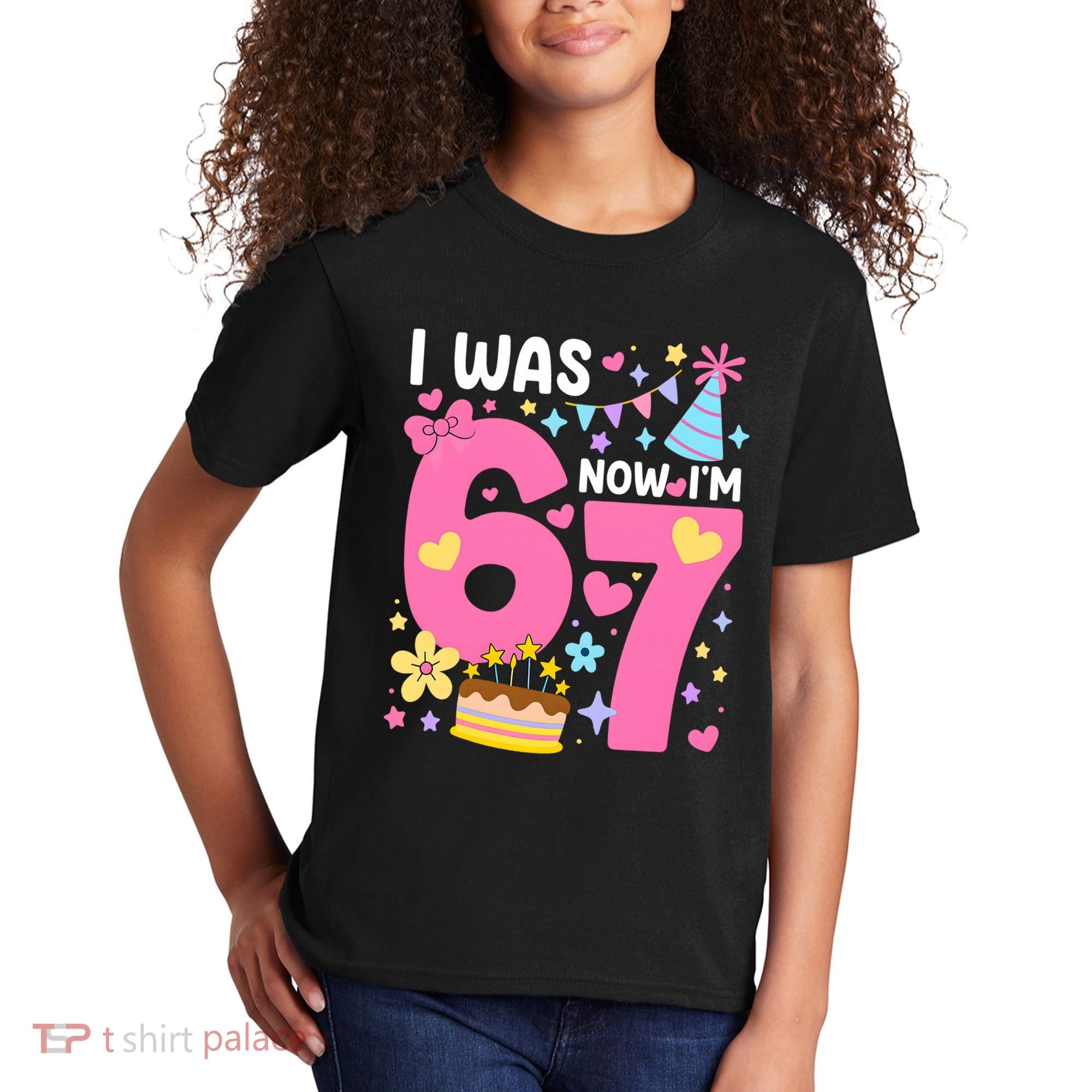 I Was 6 Now I’m 7 Cute 7th Birthday 6-7 Meme Kids T-Shirt