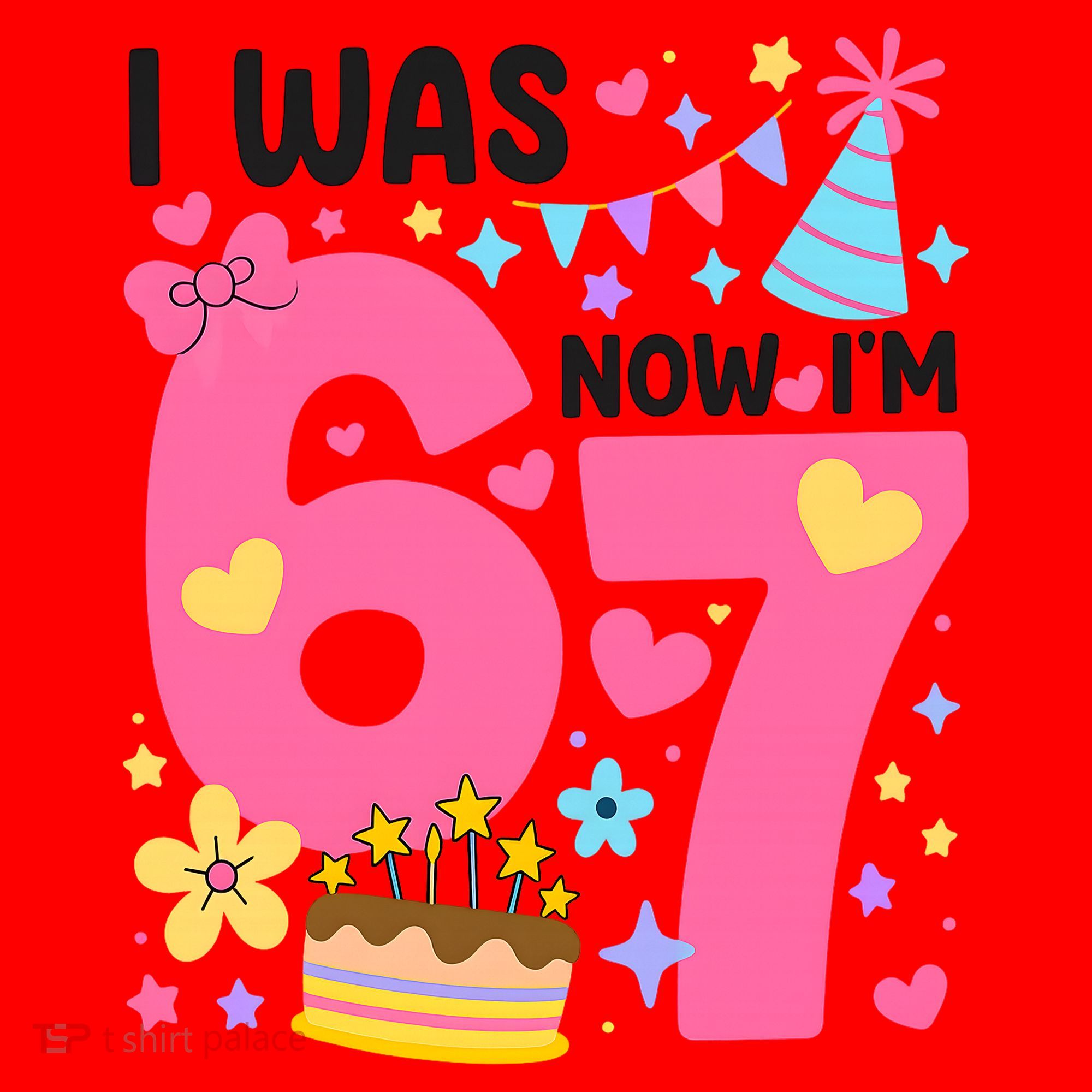 I Was 6 Now I’m 7 Cute 7th Birthday 6-7 Meme Santa Hat