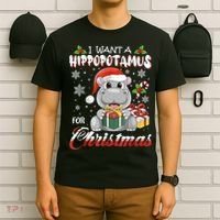 I Want A Hippopotamus For Christmas Xmas Lights Santa Hippo TShirt T-Shirt thumb 6