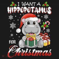 I Want A Hippopotamus For Christmas Xmas Lights Santa Hippo TShirt T-Shirt thumb 7