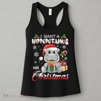 I Want A Hippopotamus For Christmas Xmas Lights Santa Hippo TShirt Women's Tank Top thumb 3