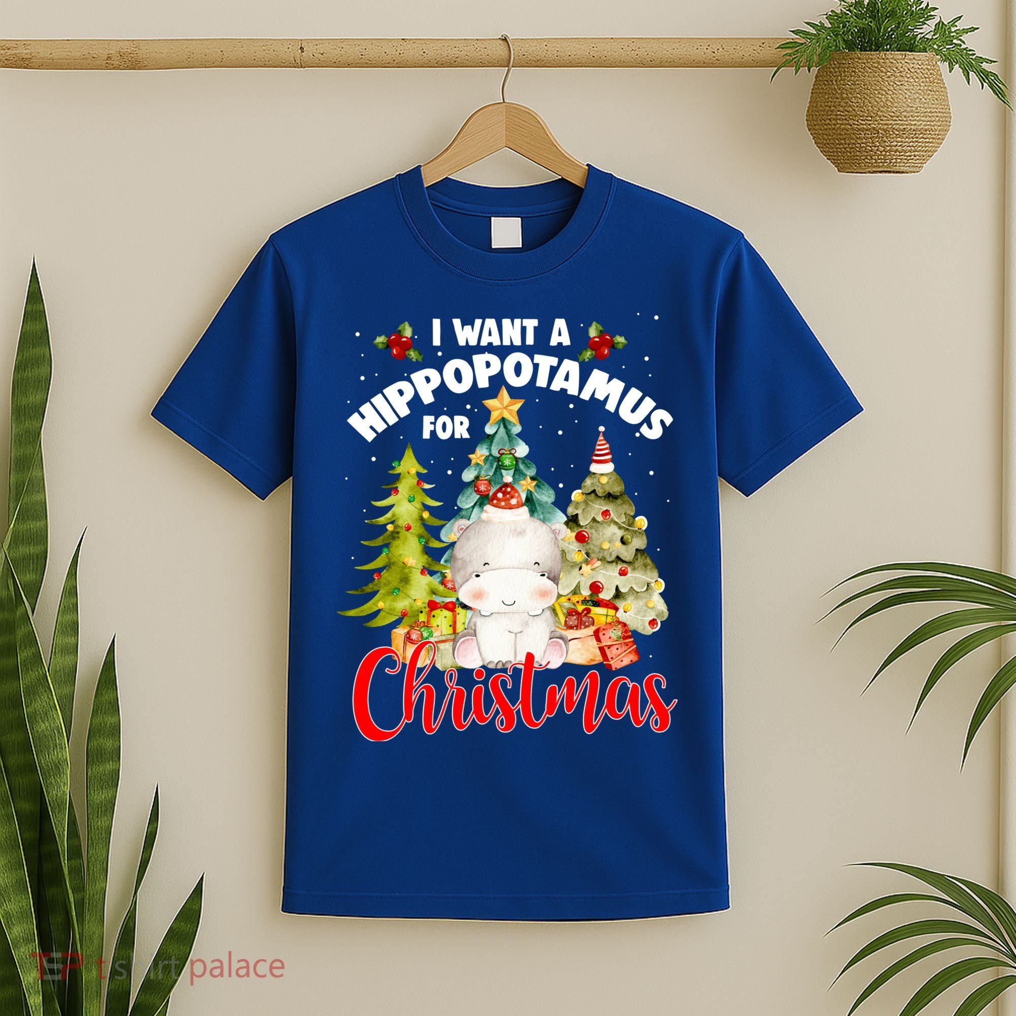 I Want A Hippopotamus For Christmas Xmas Tree Hippo Lover Gift T-Shirt