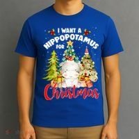 I Want A Hippopotamus For Christmas Xmas Tree Hippo Lover Gift T-Shirt thumb 3