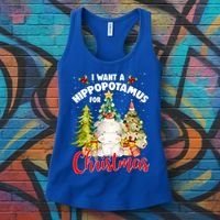 I Want A Hippopotamus For Christmas Xmas Tree Hippo Lover Gift Women's Tank Top thumb 3