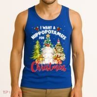 I Want A Hippopotamus For Christmas Xmas Tree Hippo Lover Gift Tank Top thumb 3