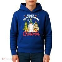I Want A Hippopotamus For Christmas Xmas Tree Hippo Lover Gift Kids Hoodie thumb 4