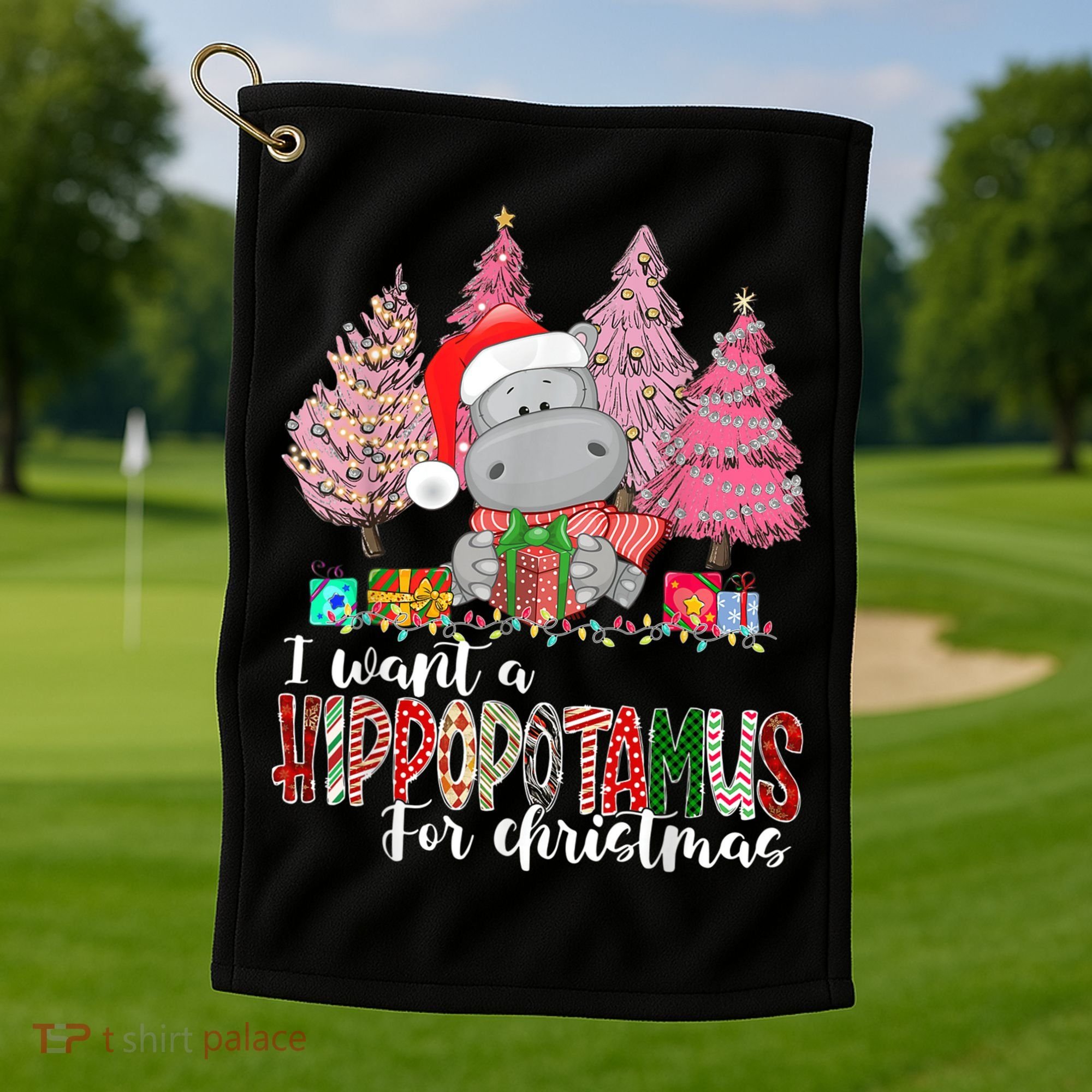I Want A Hippopotamus For Christmas Xmas Hippo for   Golf Towel