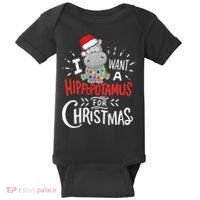 I Want A Hippopotamus For Christmas, Xmas Hippo TShirt Baby Bodysuit thumb 0