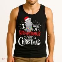 I Want A Hippopotamus For Christmas, Xmas Hippo TShirt Tank Top thumb 3