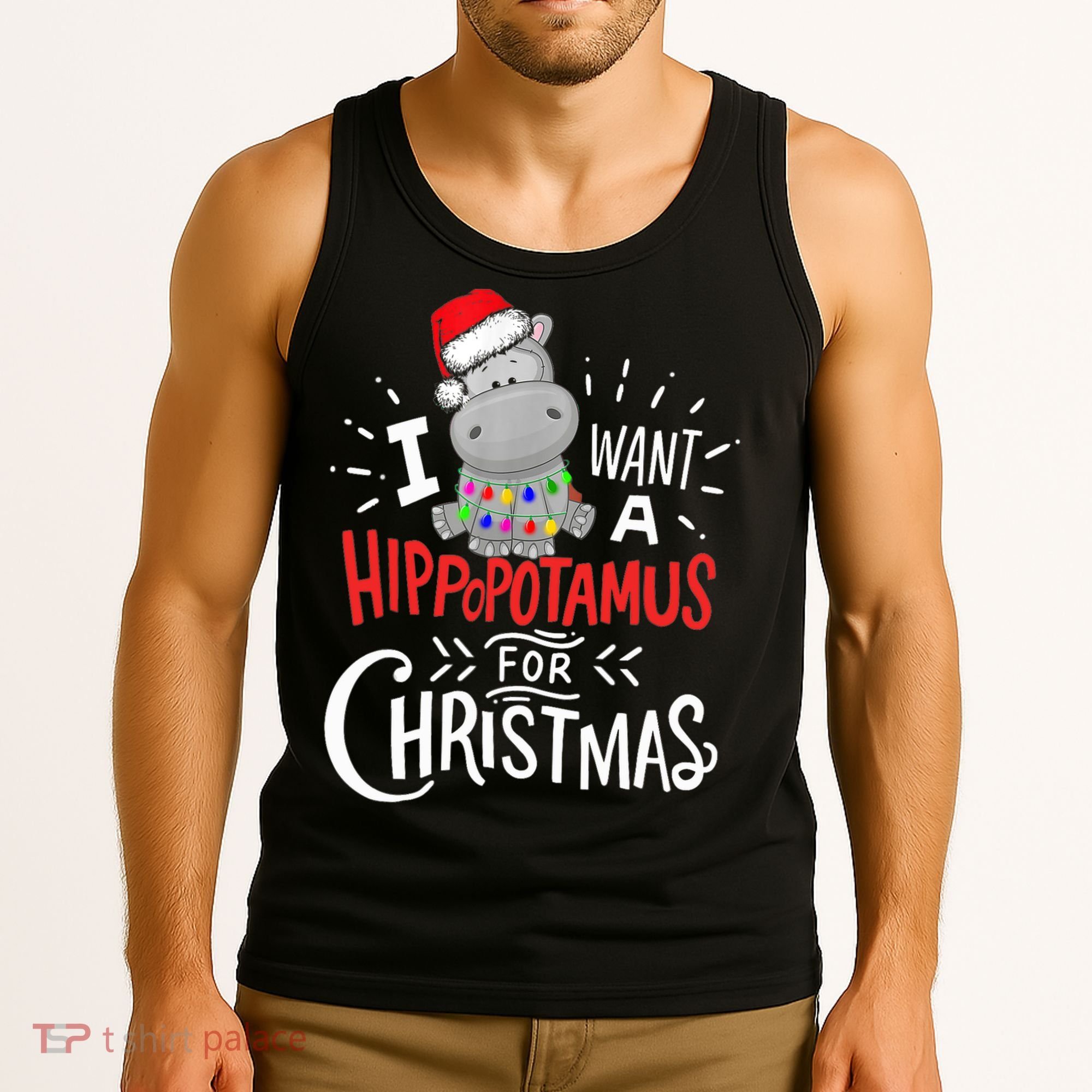 I Want A Hippopotamus For Christmas, Xmas Hippo TShirt Tank Top
