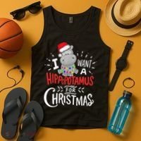 I Want A Hippopotamus For Christmas, Xmas Hippo TShirt Tank Top thumb 4
