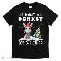 I Want A Donkey For Christmas Santa Hat Funny Xmas T-Shirt thumb 0