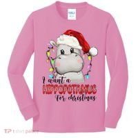 I Want A Hippopotamus For Christmas Xmas Kids Long Sleeve Shirt thumb 0