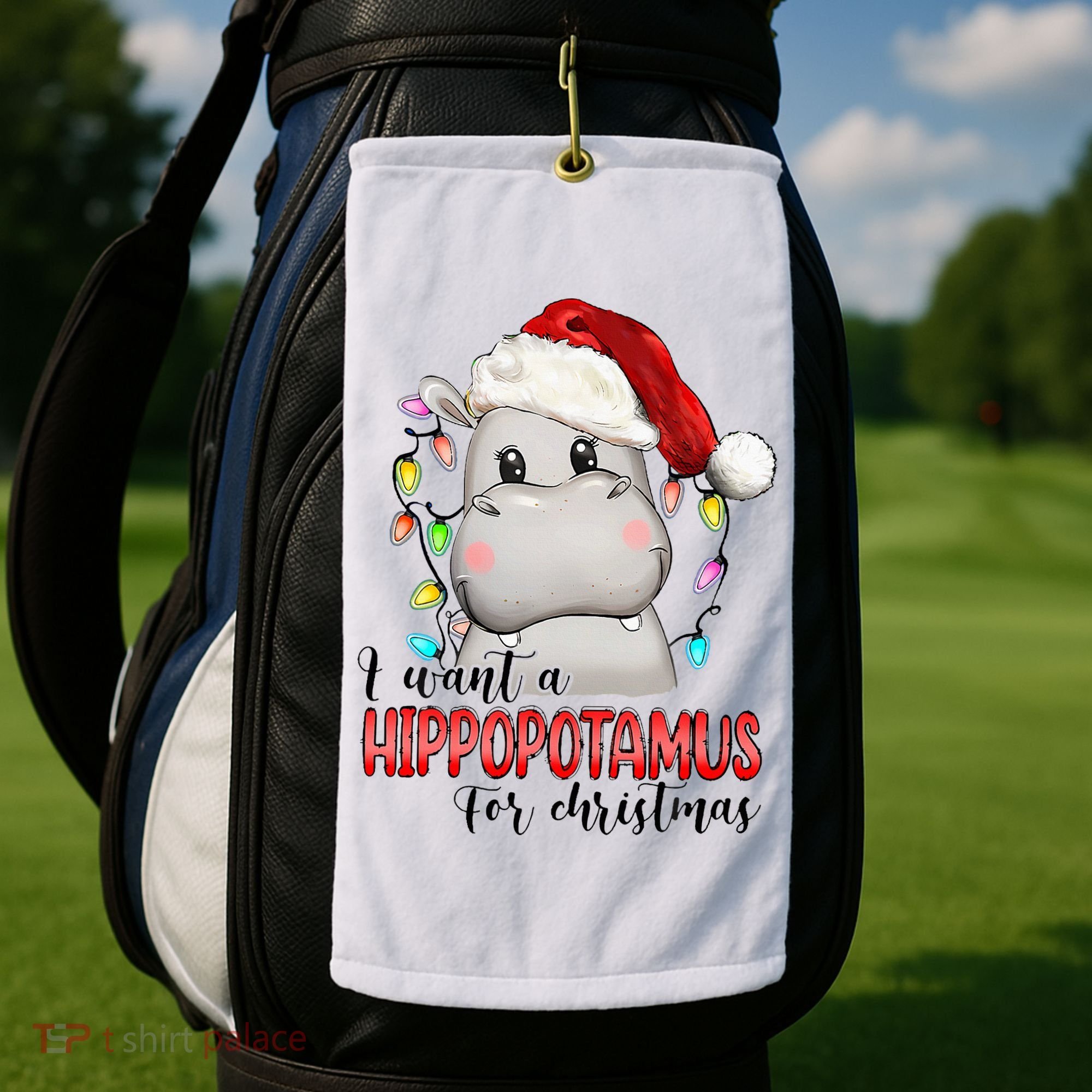 I Want A Hippopotamus For Christmas Xmas Golf Towel