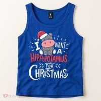 I Want A Hippopotamus For Christmas Xmas Hippo Gift Tank Top thumb 2