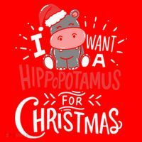 I Want A Hippopotamus For Christmas Xmas Hippo Gift Santa Hat thumb 1