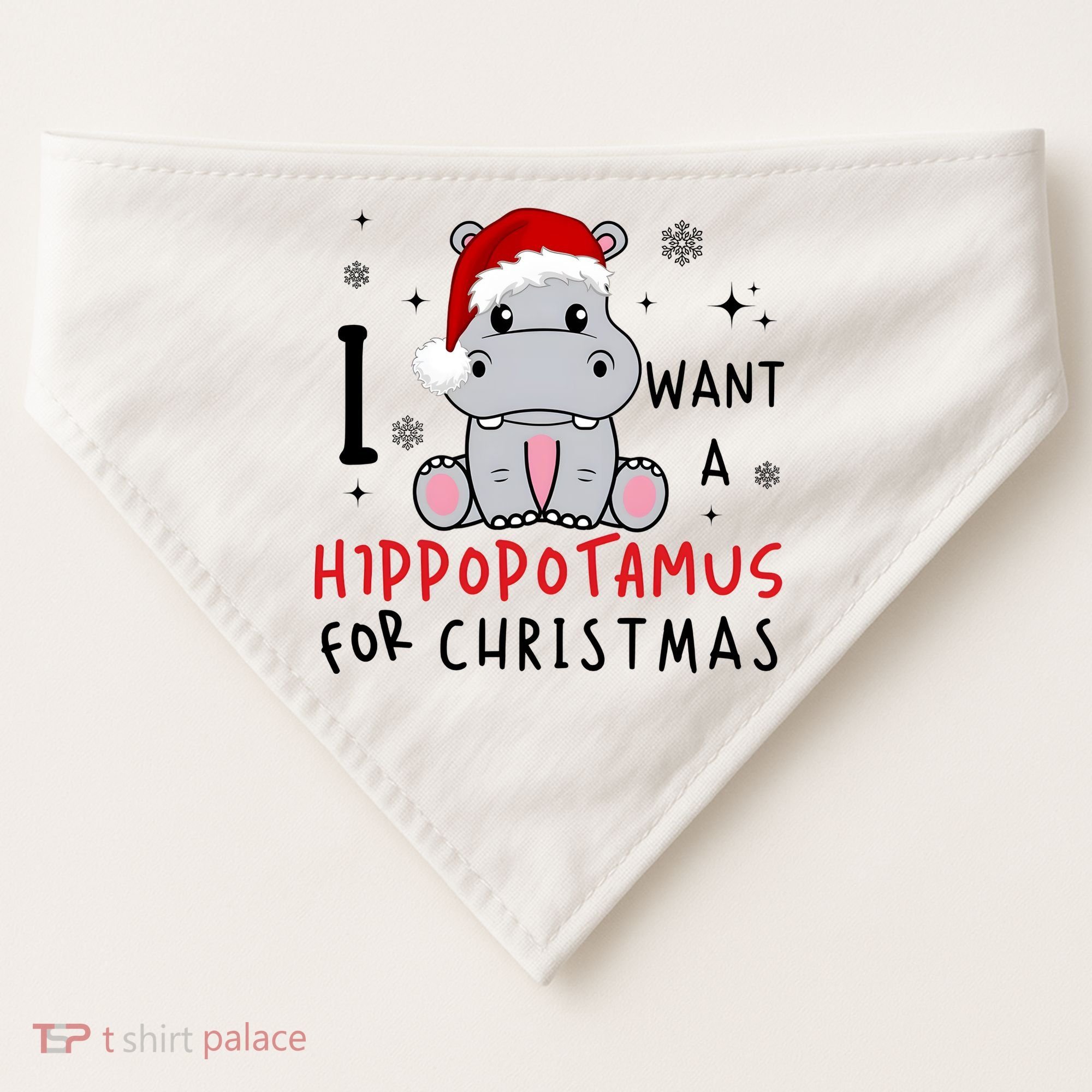 I Want A Hippopotamus For Christmas USA-Made Doggie Bandana
