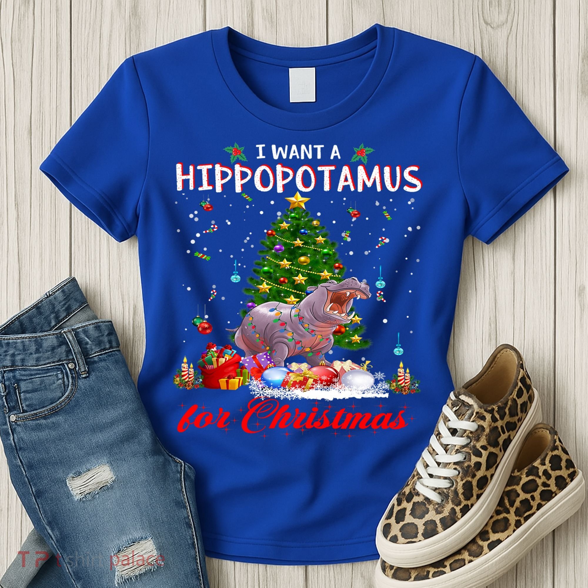 I Want A Hippopotamus For Christmas Xmas Hippo For Gift Women's T-Shirt