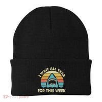 I Wait All Year For This Week Shark Lover Ocean Wildlife Beanie thumb 0