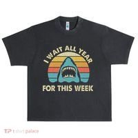 I Wait All Year For This Week Shark Lover Ocean Wildlife Urban Oversized Heavyweight T-Shirt thumb 0