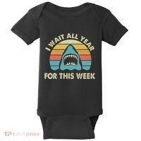 I Wait All Year For This Week Shark Lover Ocean Wildlife Baby Bodysuit thumb 0