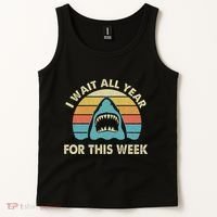 I Wait All Year For This Week Shark Lover Ocean Wildlife Tank Top thumb 2