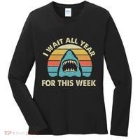 I Wait All Year For This Week Shark Lover Ocean Wildlife Women's Long Sleeve Shirt thumb 0