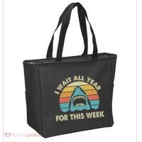 I Wait All Year For This Week Shark Lover Ocean Wildlife Tote Bag thumb 2