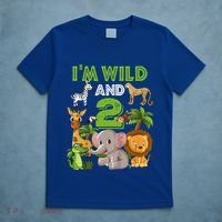 Im Wild And 2 Zoo Theme Birthday Safari Jungle T-Shirt thumb 5