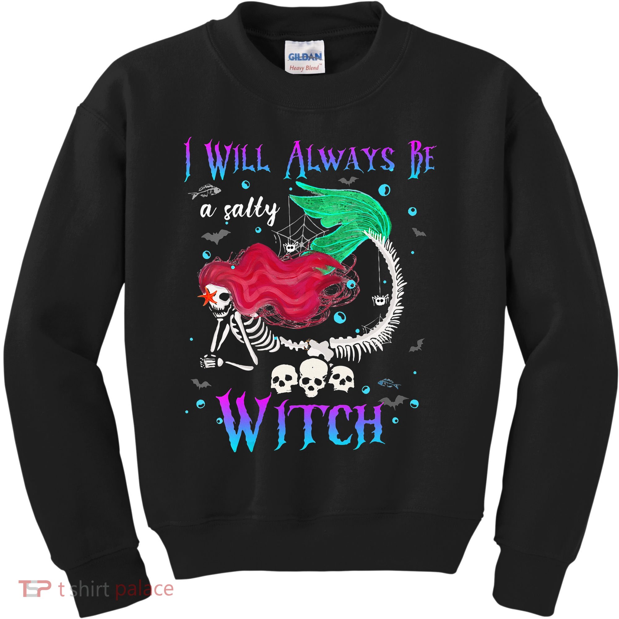 I Will Always Be A Salty Witch Halloween Mermaid Skeleton Kids Sweatshirt
