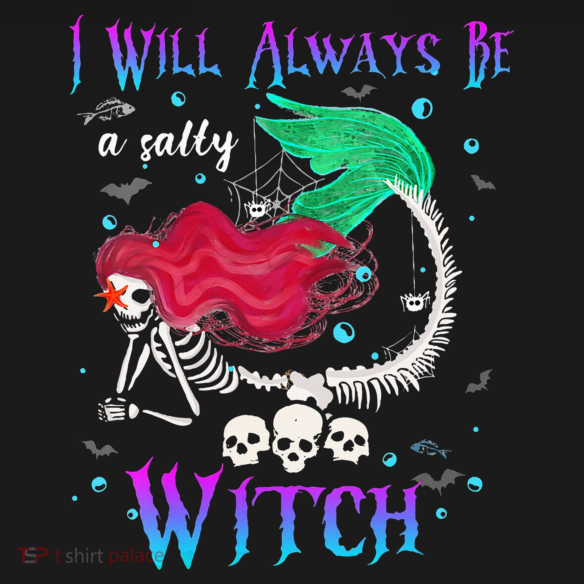 I Will Always Be A Salty Witch Halloween Mermaid Skeleton Kids Sweatshirt