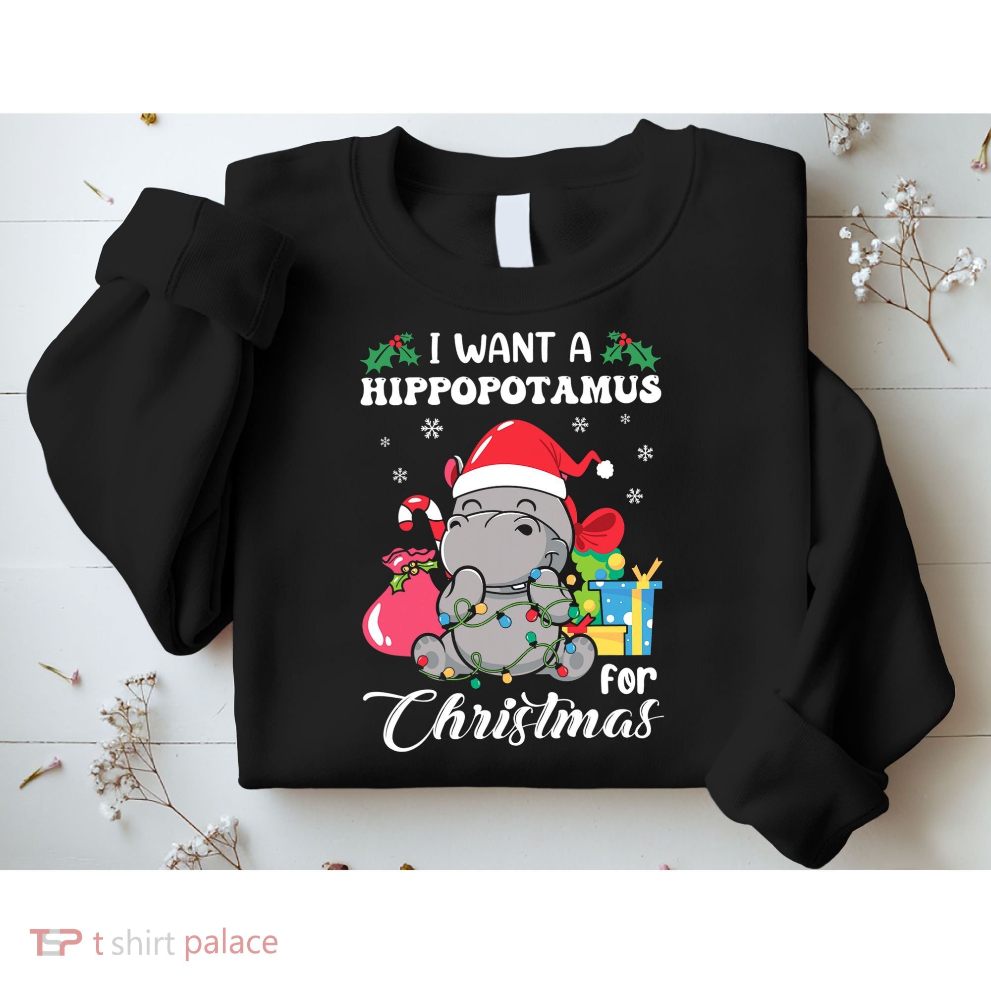 I Want A Hippopotamus For Christmas Hippo Christmas Pajamas Sweatshirt