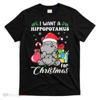I Want A Hippopotamus For Christmas Hippo Christmas Pajamas T-Shirt thumb 0