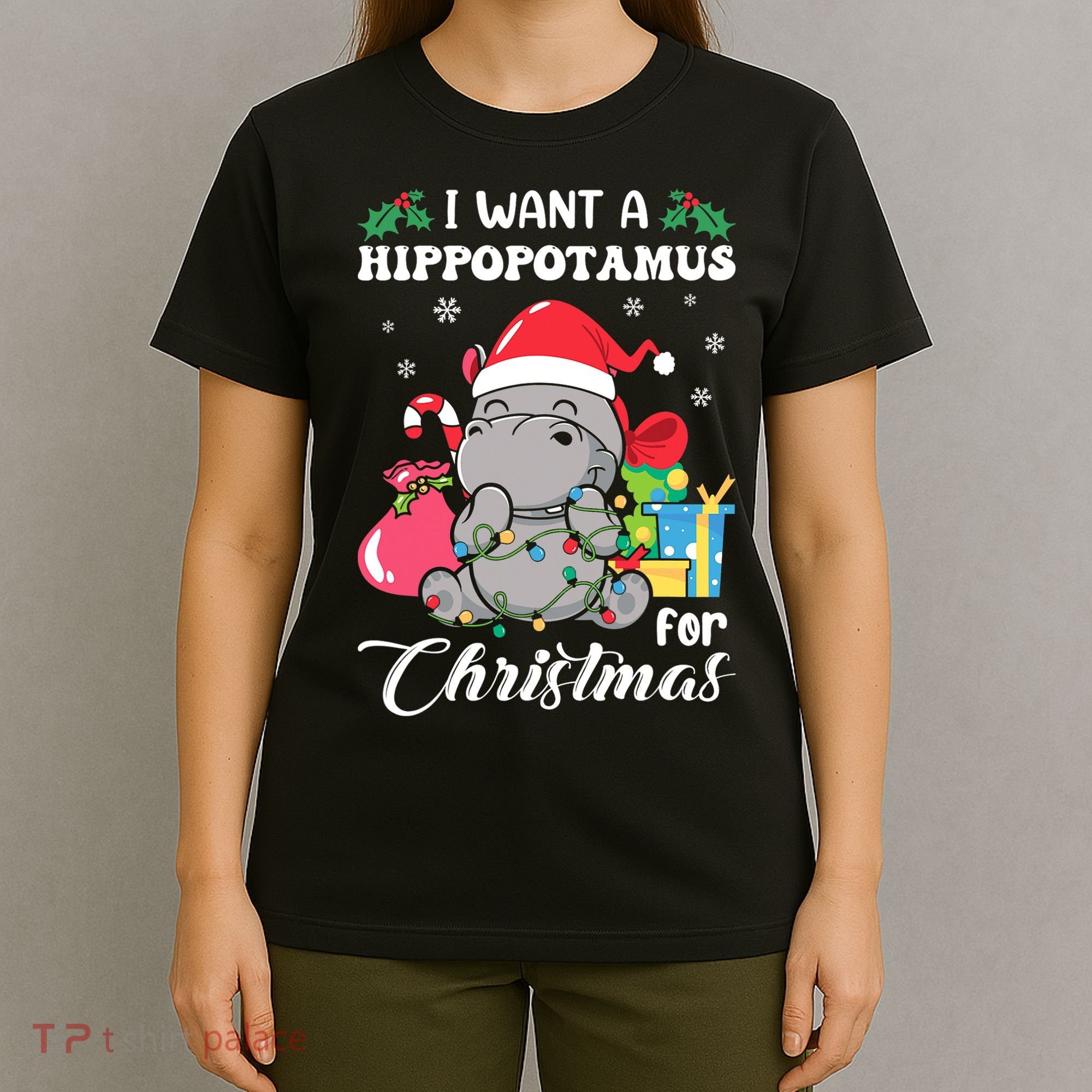 I Want A Hippopotamus For Christmas Hippo Christmas Pajamas T-Shirt