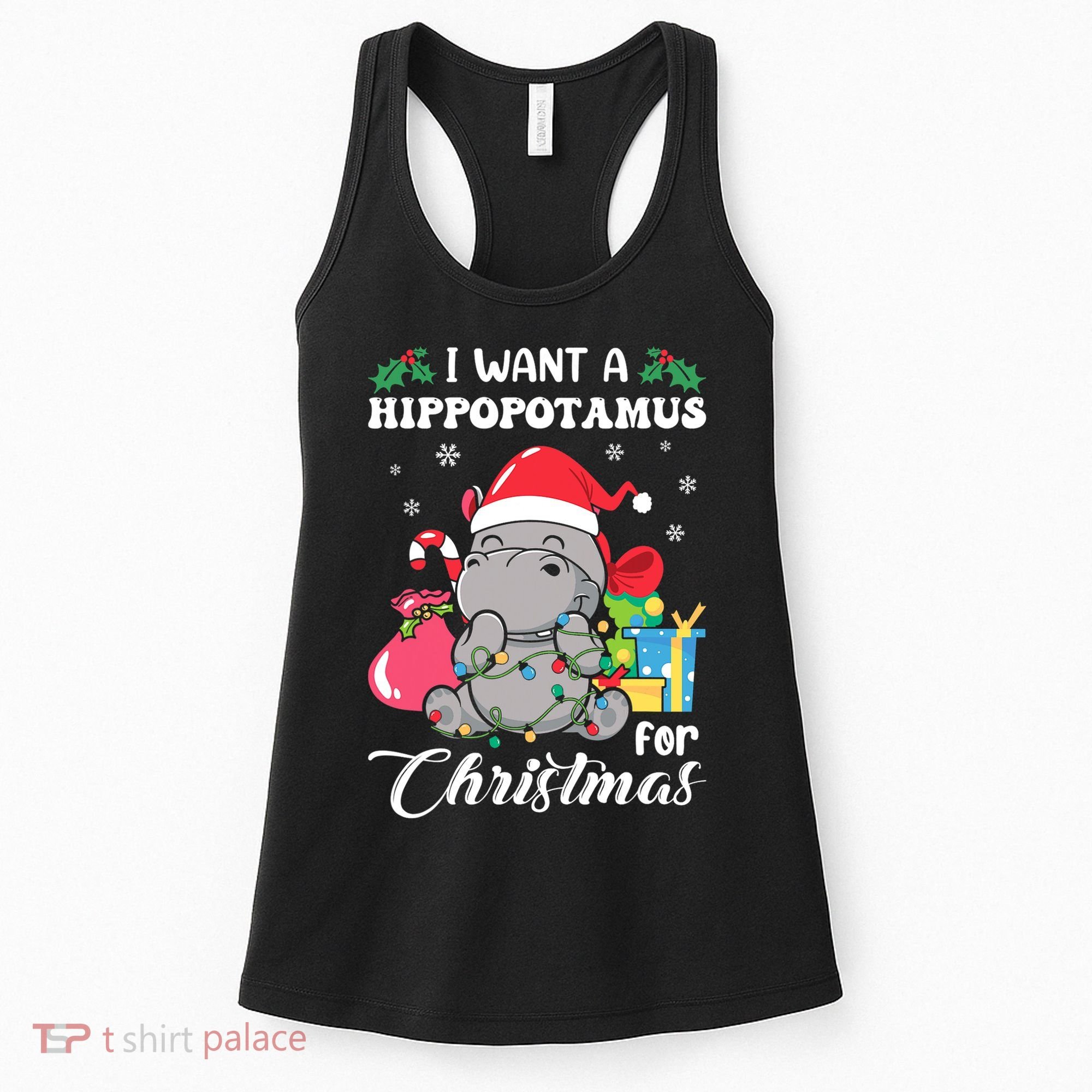 I Want A Hippopotamus For Christmas Hippo Christmas Pajamas Women's Tank Top