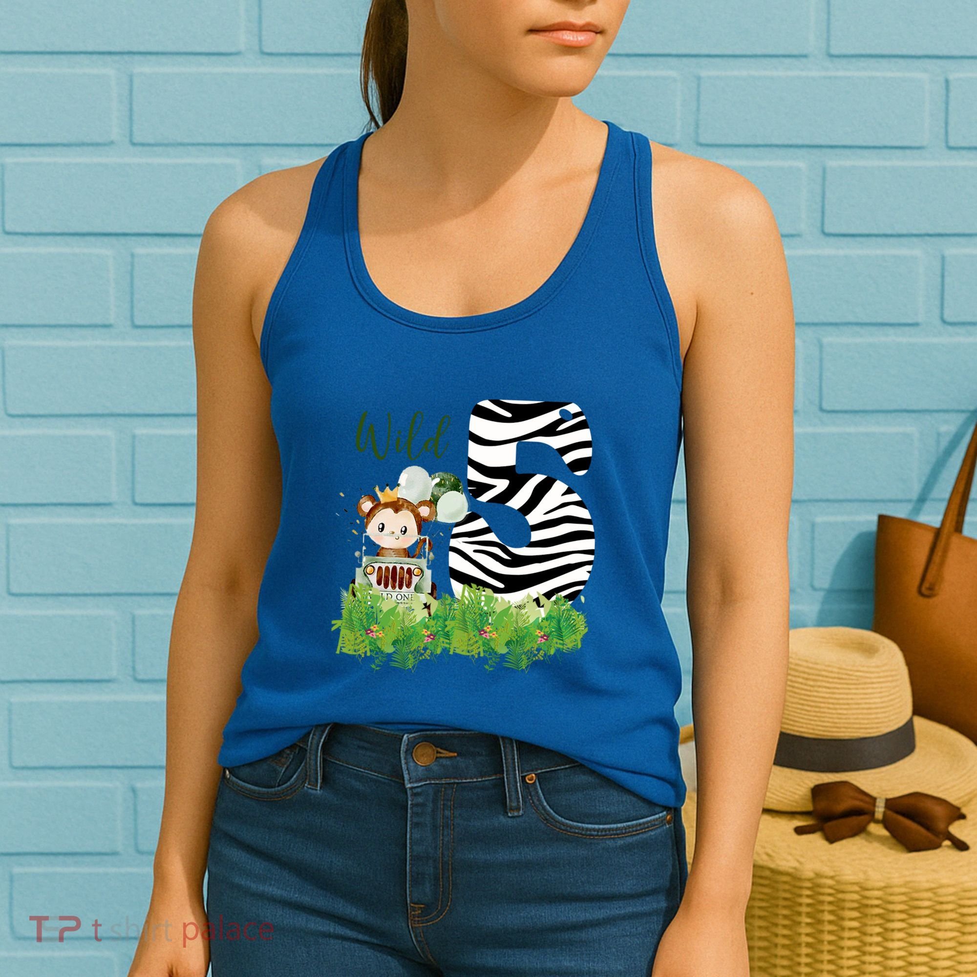 Im Wild And 5 Zoo Theme Birthday Safari Jungle Animal Women's Tank Top