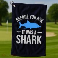 It Was A Shark Funny Amputee Prosthetic Surgery Graphic Golf Towel thumb 1