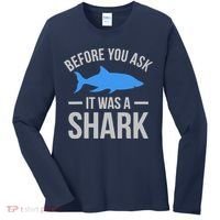 It Was A Shark Funny Amputee Prosthetic Surgery Graphic Women's Long Sleeve Shirt thumb 0