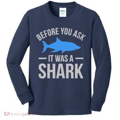 It Was A Shark Funny Amputee Prosthetic Surgery Graphic Kids Long Sleeve Shirt