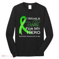 I Wear A Green For My Hero Bone Marrow Awareness Long Sleeve Shirt thumb 0