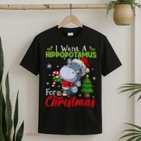 I Want A Hippopotamus For Christmas Xmas Pajama Hippo Lover T-Shirt thumb 2