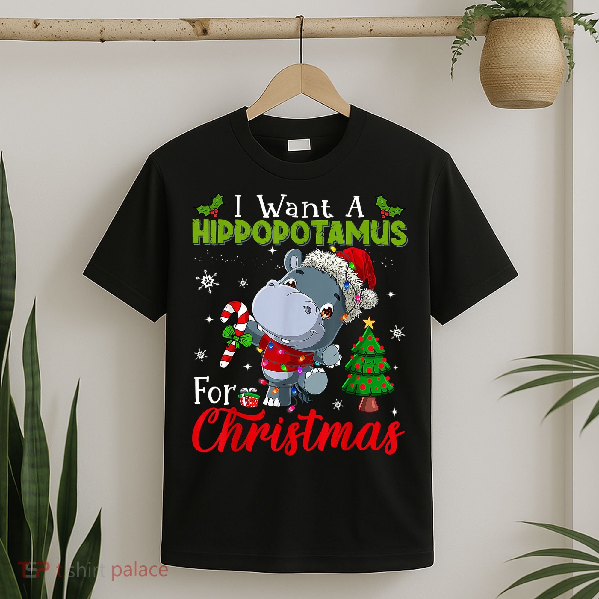 I Want A Hippopotamus For Christmas Xmas Pajama Hippo Lover T-Shirt