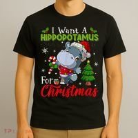 I Want A Hippopotamus For Christmas Xmas Pajama Hippo Lover T-Shirt thumb 3