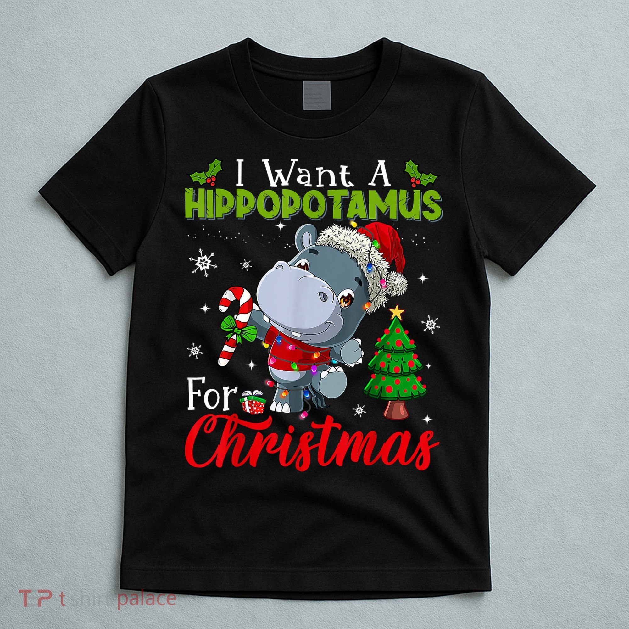 I Want A Hippopotamus For Christmas Xmas Pajama Hippo Lover T-Shirt