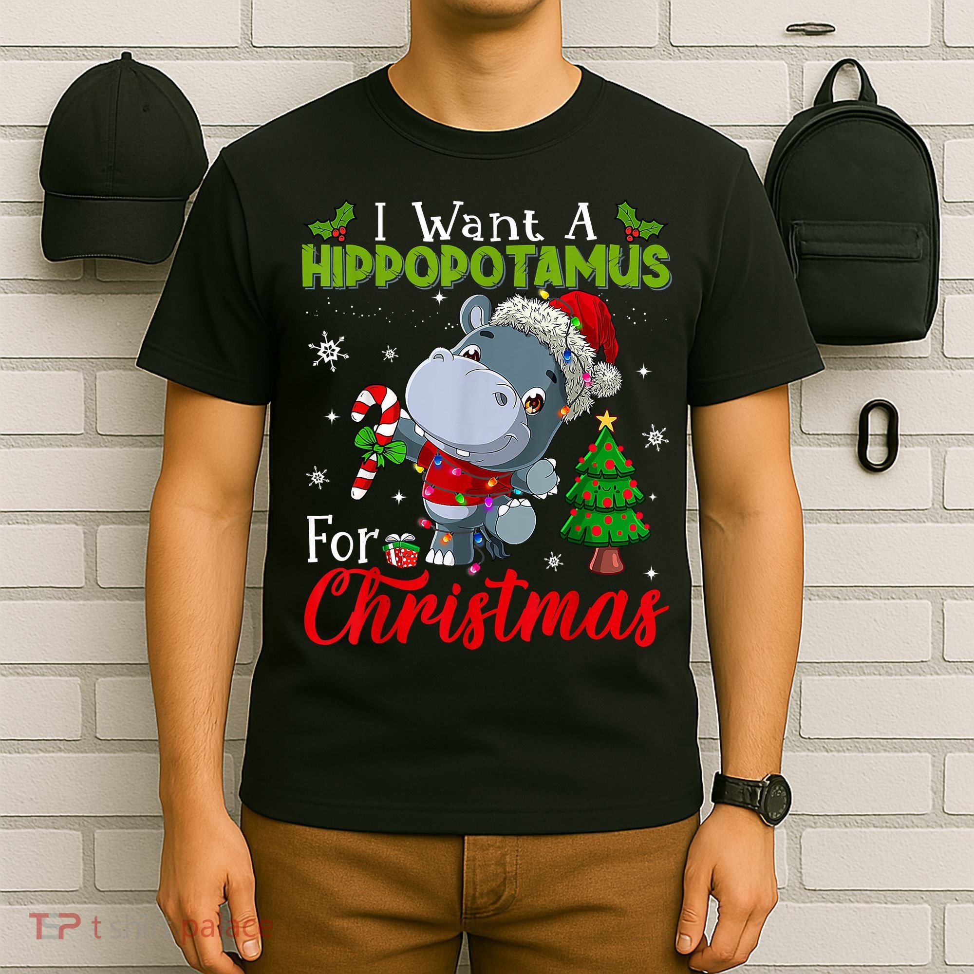I Want A Hippopotamus For Christmas Xmas Pajama Hippo Lover T-Shirt